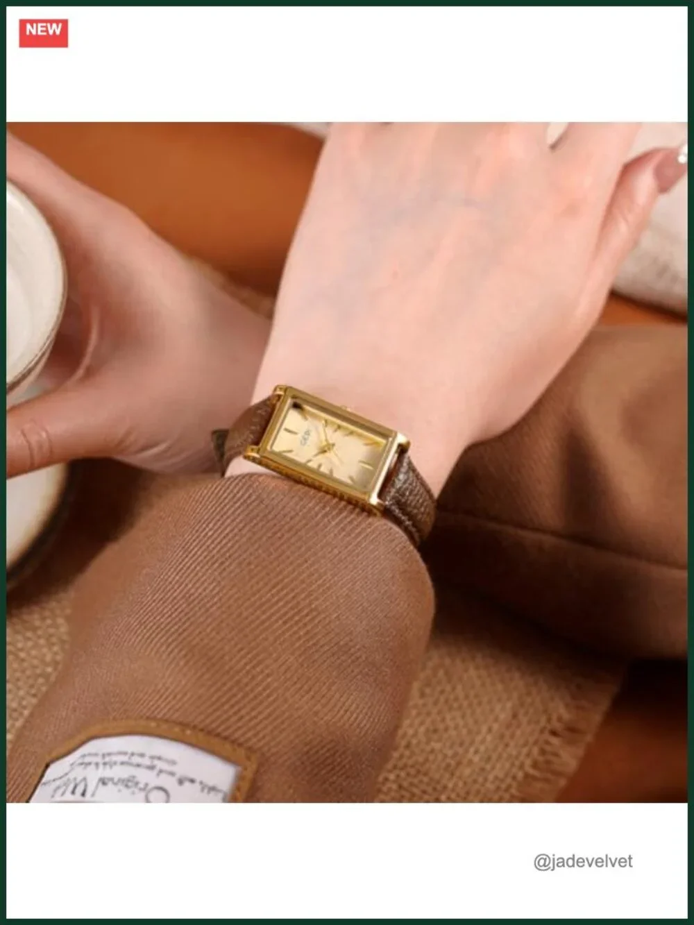 Women's Rectangle Watches Leather Strap Quartz Dress Vintage Analog Wrist Watch